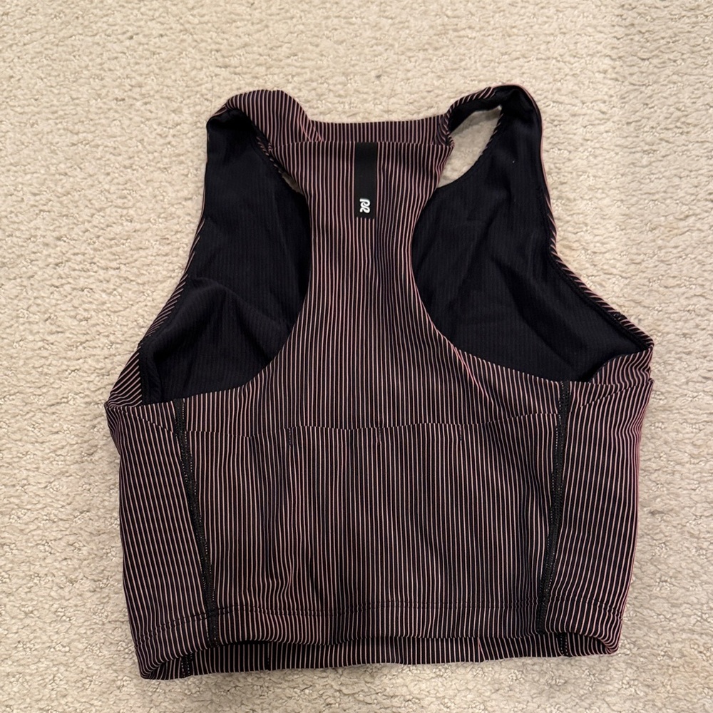 Bandit Black & Pink Striped Racerback Crop Top - Picture 2 of 2